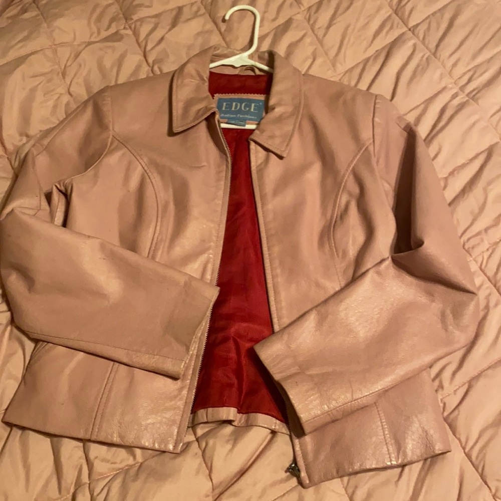 Light pink blazer leather jacket
